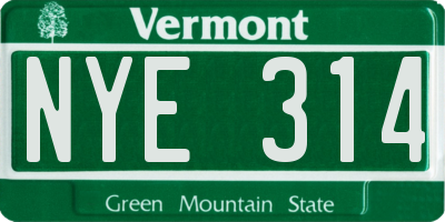 VT license plate NYE314