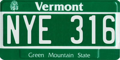 VT license plate NYE316