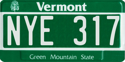 VT license plate NYE317
