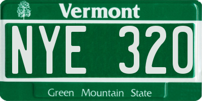 VT license plate NYE320