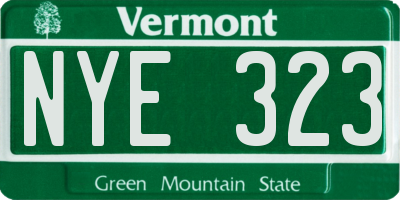 VT license plate NYE323