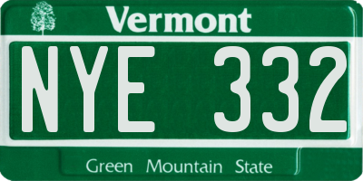VT license plate NYE332