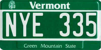 VT license plate NYE335