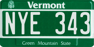 VT license plate NYE343