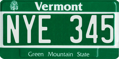 VT license plate NYE345