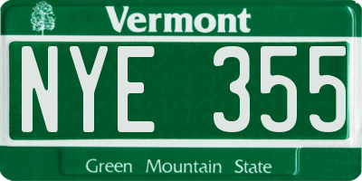VT license plate NYE355
