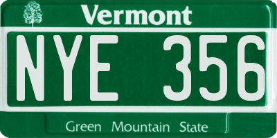 VT license plate NYE356