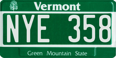 VT license plate NYE358