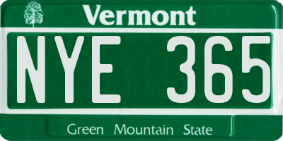 VT license plate NYE365