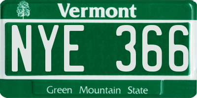 VT license plate NYE366
