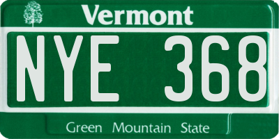 VT license plate NYE368