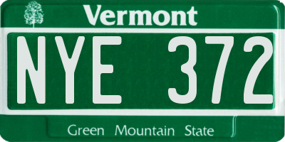 VT license plate NYE372