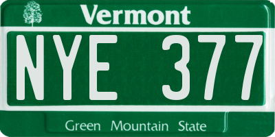 VT license plate NYE377