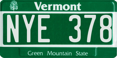 VT license plate NYE378