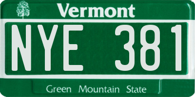 VT license plate NYE381