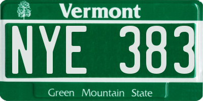 VT license plate NYE383