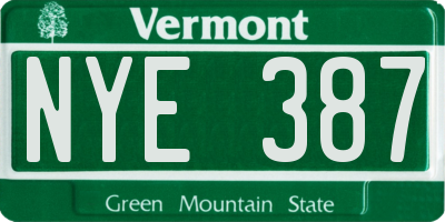 VT license plate NYE387