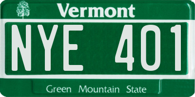 VT license plate NYE401