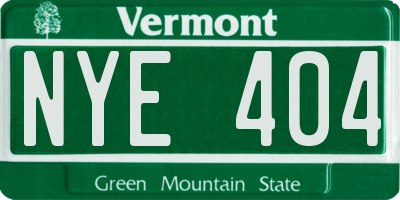 VT license plate NYE404