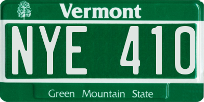 VT license plate NYE410