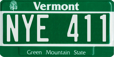 VT license plate NYE411