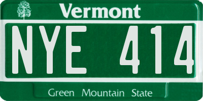 VT license plate NYE414
