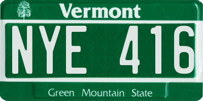 VT license plate NYE416