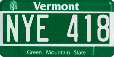 VT license plate NYE418