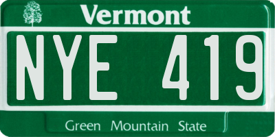 VT license plate NYE419
