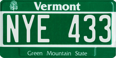 VT license plate NYE433