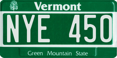 VT license plate NYE450