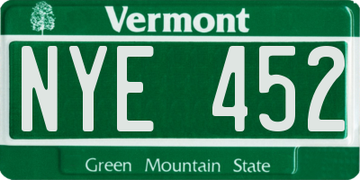VT license plate NYE452