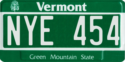 VT license plate NYE454