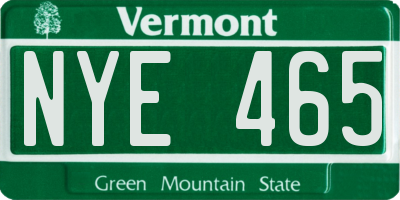 VT license plate NYE465