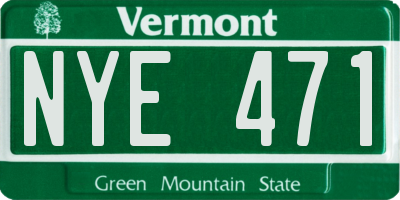 VT license plate NYE471