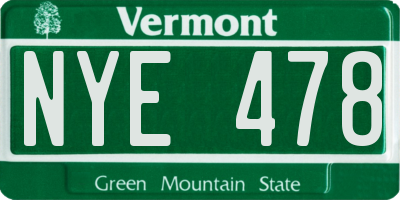 VT license plate NYE478