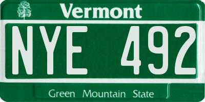 VT license plate NYE492