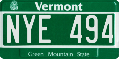 VT license plate NYE494