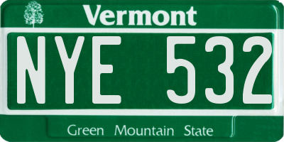 VT license plate NYE532