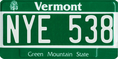VT license plate NYE538