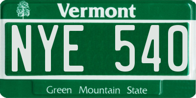 VT license plate NYE540