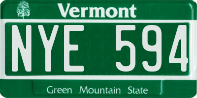 VT license plate NYE594