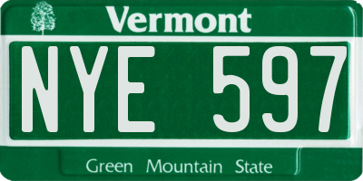 VT license plate NYE597