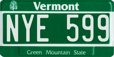 VT license plate NYE599