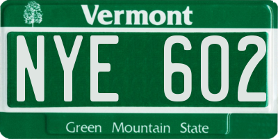 VT license plate NYE602