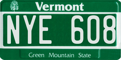 VT license plate NYE608