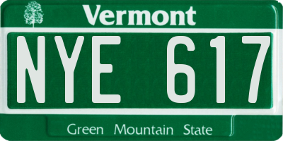 VT license plate NYE617