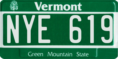 VT license plate NYE619