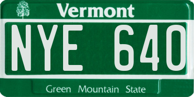 VT license plate NYE640