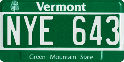 VT license plate NYE643